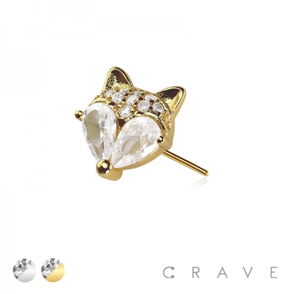 316L SURGICAL STEEL THREADLESS PUSH IN CZ FOX TOP PART (ONLY) 316L SURGICAL STEEL THREADLESS PUSH IN CZ FOX TOP PART (ONLY)